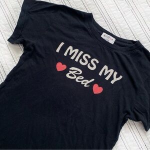 Wildfox Kids I Miss My Bed Tee in Black 100% Cotton size Girls 10